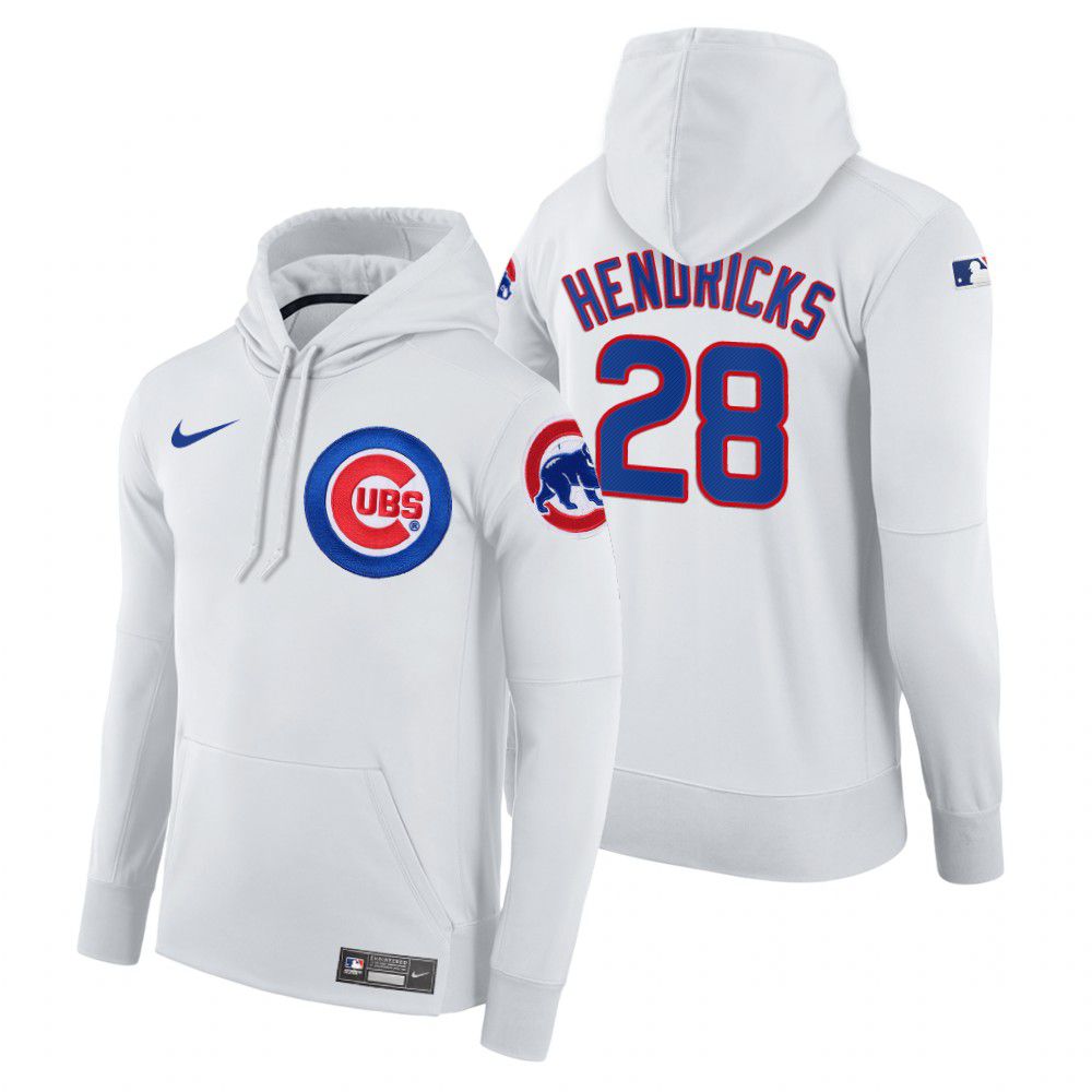 Men Chicago Cubs 28 Hendricks white home hoodie 2021 MLB Nike Jerseys